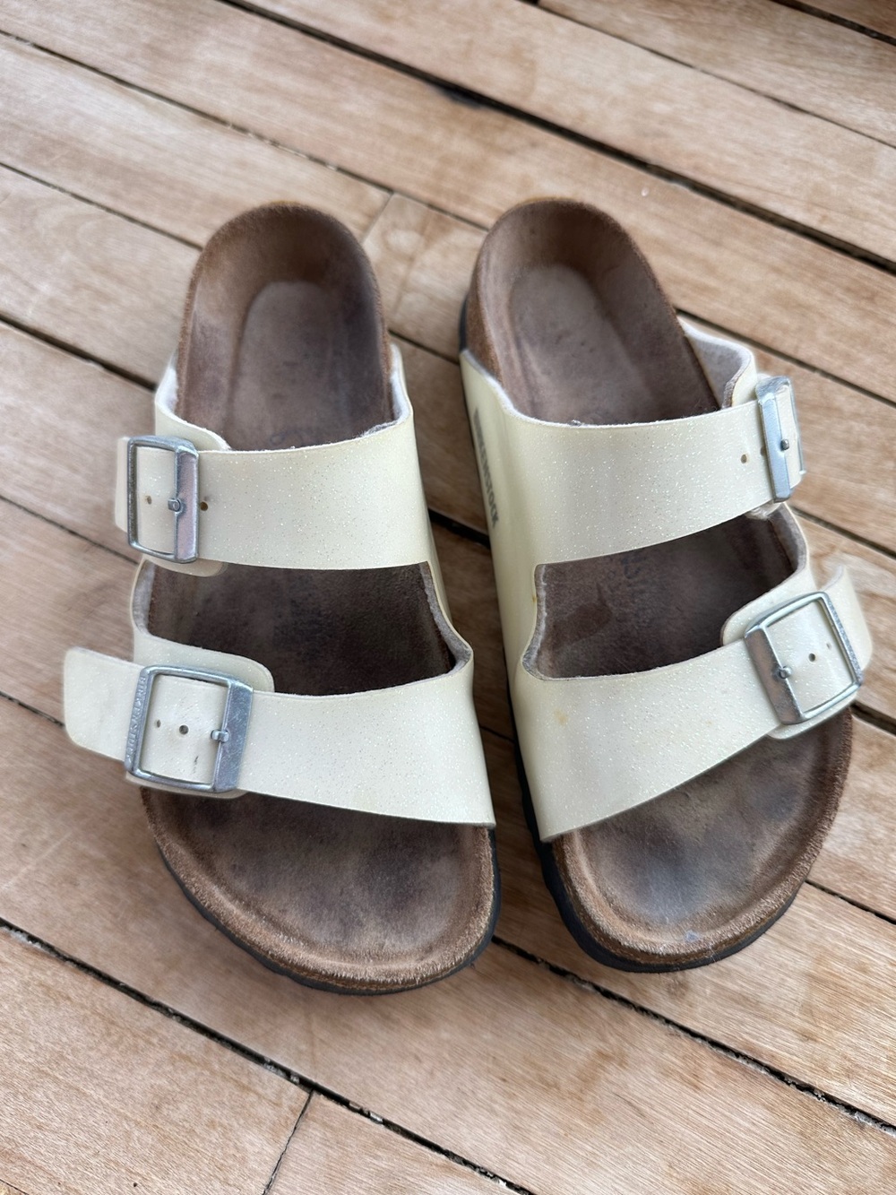 Birkenstock Kids Cream Double-Strap Buckle Sandals